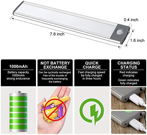 LED svjetlo za ormar sa senzorom pokreta, osvjetljenje ormara ispod pulta, bežična USB punjiva kuhinjska