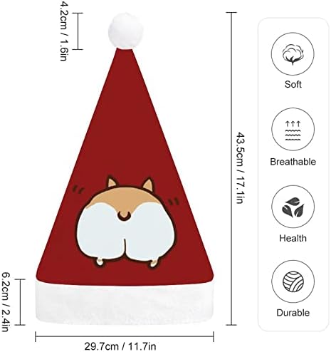 Debeli Corgi Butt Cat Božić šešir Santa šešir za unisex odrasle Comfort klasični Božić kapa za Božić Party