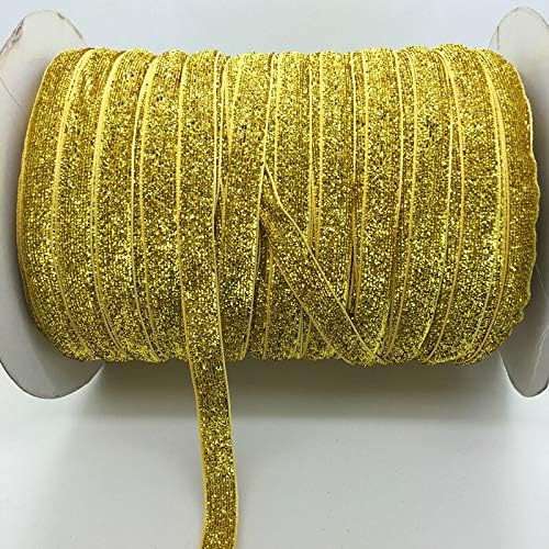 MXVAN 5 metara 3/8 10mm Zlatni Glitter baršunasta traka za glavu kopče luk ukras