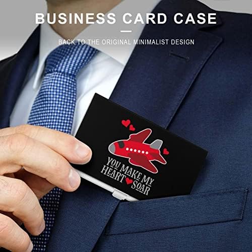 Airplane You Make My Heart Soar Business Name Card Case Professional Pocket Organizer Holder Funny Print