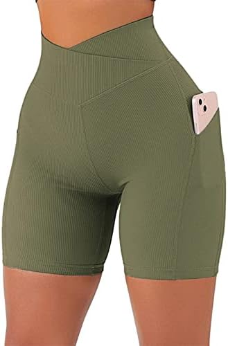 Ženske vježbe kratke hlače visoke struk Criss Cross Booty Hratke Ruched Scrich Butt tect teretane joga kratke