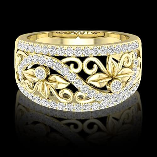 Prstenje za vjenčanje i angažman dame Hollow prsten poklon cvijet Dijamantni praznik elektroplata vintage