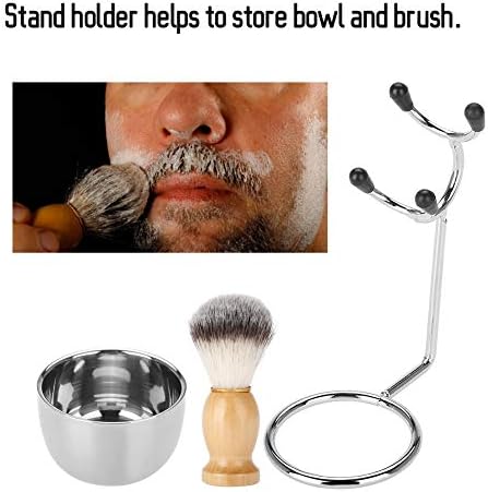 Salmue Set za brijanje muške brade, profesionalna posuda za sapun od nerđajućeg čelika + stalak za okvir