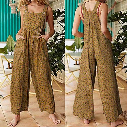 Malo odijelo za tijelo sa širokim džepovima za noge kombinezon naramenice cvjetni Vintage printovi ženski