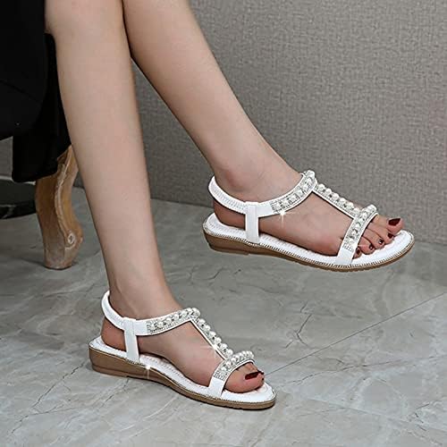 USYFAKGH sandale za žene Ležerne ljetne cipele sandale za žene kristalne cipele s klinovima klinovi elastični
