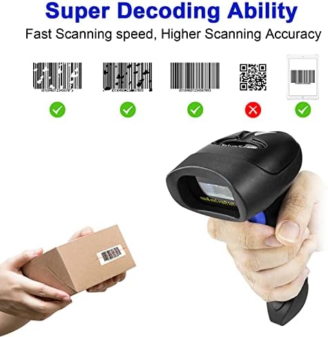 Netimcan bežični ručni skener sa štandom, 3-u-1 Bluetooth / 2.4G bežični / USB ožičeni automatski 1D QR