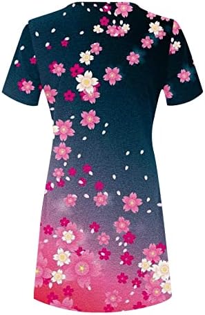 lcziwo ženske ljetne 2023 Ležerne haljine Boho cvjetni Print Crew vrat kratki rukav Mini Tshirt haljine