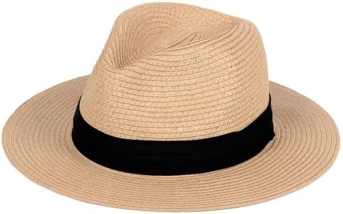 Panama slamnati šeširi za žene ljetna plaža šešir za sunčanje Fedora kapa sa širokim obodom UPF50+