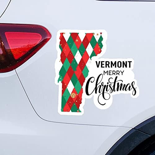 Vermont Home State Božićni naljepnice Merrry Božić Vermont Karta Car Decal Božićni ukras Prozor naljepnica