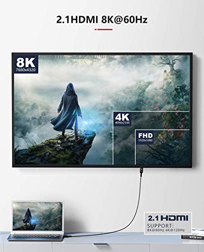 Nimaso 8K HDMI 2.1 Kabel 6,6ft 48Gbps, ultra brzi HDMI kabel kabela 4k @ 120Hz 8k @ 60Hz, Earc, HDCP 2.2