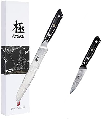 KYOKU 3.5 nož za čišćenje + 8 nazubljeni nož za hljeb-serija Shogun-japanska VG10 čelična jezgra kovana