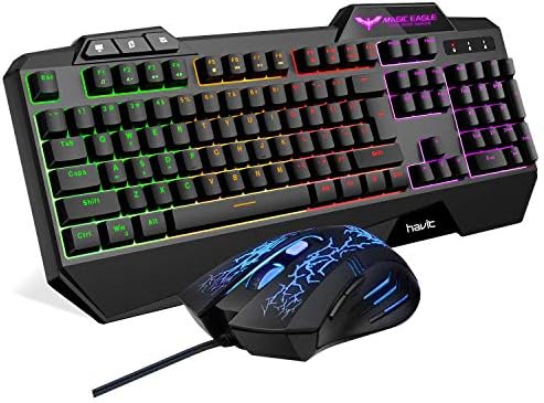 HAVIT Gaming Keyboard Mouse slušalice & komplet jastučića za miš, Rainbow LED backlit Wired, slušalice preko