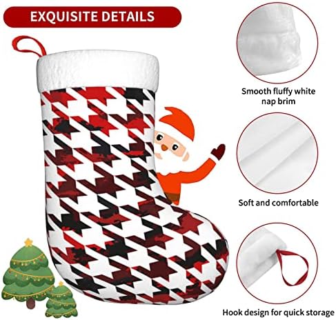 Austenstern Božićne čarape Houndstooth kamuflaža Crvena ploča dvostrana kamina viseći čarape