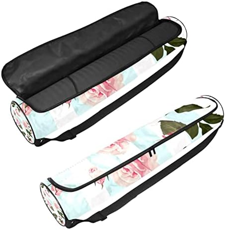 RATGDN Yoga Mat torba, Pink Roses Vježba Yoga Mat Carrier full-Zip Yoga Mat torba za nošenje sa podesivim