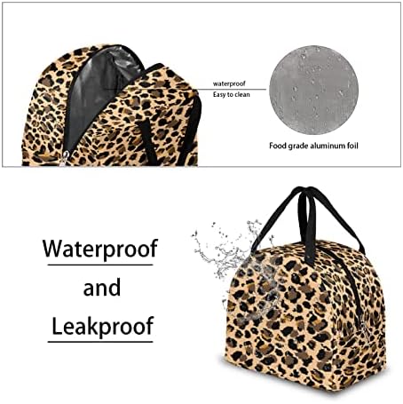 Izolovana torba za ručak za žene i muškarce, kutija za ručak za višekratnu upotrebu sa Leopardovim printom