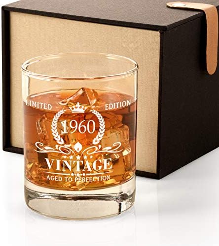 Triwol 63. rođendanski pokloni za muškarce, Vintage 1960 Whisky Glass Funny 63 rođendanski poklon za tatu,