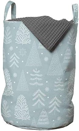 Lunarable Božićna torba za veš, ručno nacrtana zimska srodna razne borove pahulje stars motiv, korpa za