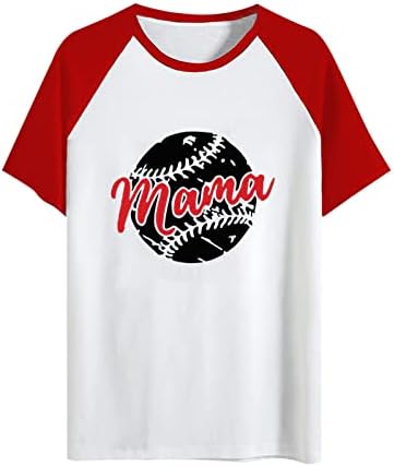 Raglan Bejzbol majica žene labave ljetne vrhove grafički Tee slova Print kratki rukav Crew vrat dres za