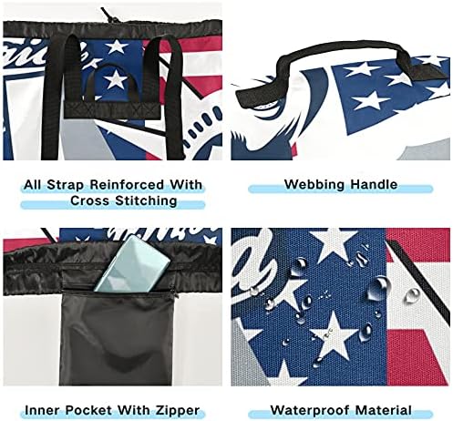 Hawk američka zastava torba za pranje veša sa naramenicama torba za ruksak za pranje veša sa vezicama za