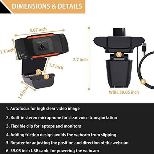 5MP web kamera za automatsko fokusiranje sa mikrofonom za radnu površinu, 1080p HD USB web kamera prijenosnog