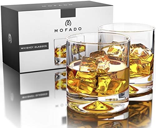 Mofado ponderisane kristalne naočare za viski-12oz-debeli, stabilni, teški ručno puhani Kristal u poklon kutiji-savršeno za Scotch, burbon , Manhattane, staromodne koktele