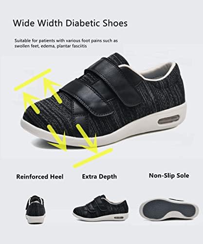 ZGDG muške dijabetičke cipele široke širine šetnje cipele s podesivim zatvaračem lagane neklizajuće tenisice