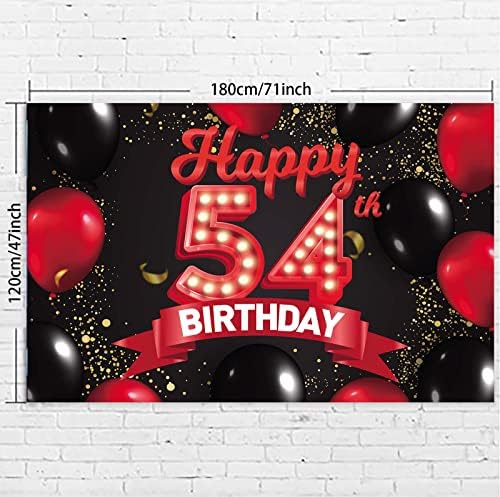 Sretan 54. rođendan crvene i Crne Banner Backdrop dekoracije baloni tema dekor za djevojčice žene princeza
