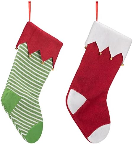 TRANSPAC ELF Čarape sa zvonima Crvene zelene tkanine za odmor Set od 2
