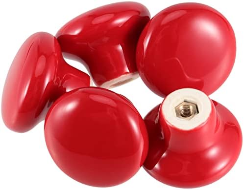 Japchet 16 pakovanje crvene keramičke gumbe za keramičke vrata sa vijcima, gumb okrugli vrata gljive vuče