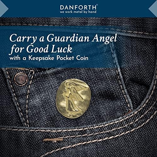 Danforth Vilmain Gold pozlaćeni anđeoski džepni čari - Mini starateljski anđeo Tokens - Ručno rađene kovanice