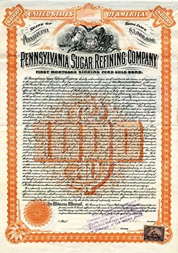 Pennsylvania Sugar Refining Co. - $1,000-obveznica