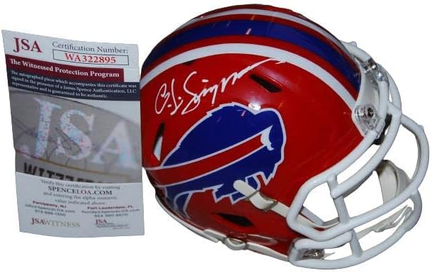 OJ SIMPSON potpisao mini fudbalski šlem JSA svjedoci WA322895-autograme NFL kacige