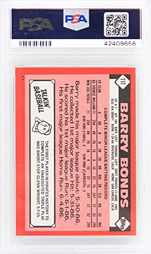 Barry Bonds 1986 TOPPS Trgovao bejzbol 11t RC Rookie Card - PSA 10 Gem Mint