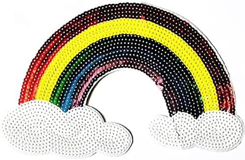 Kleenplus. Veliki Veliki Jumbo Sequin Rainbow Clouds Patch Vezeno Gvožđe Na Znački Šivati Na Patch Odjeći