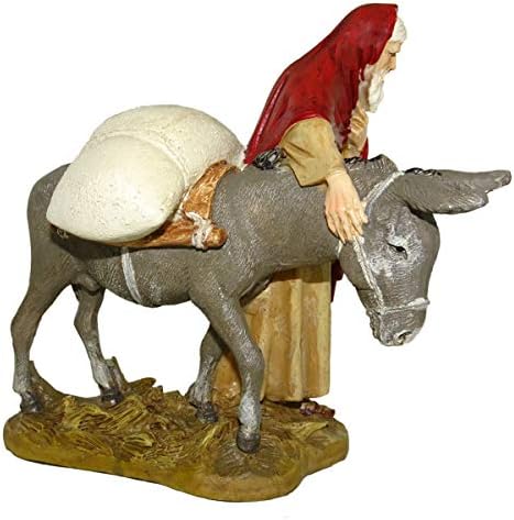 Ferrari & amp; Arrighetti figurica jaslica: lutajući pastir sa magarcem - kolekcija Martino Landi-12cm /