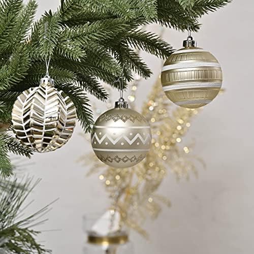 Valery Madelyn Bijeli zlatni božićni ukrasi Bundle | 16ct 8cm kuglični ukrasi i božićni stablo