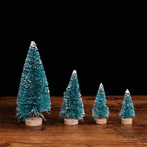 Abaodam 12pcs veštački sisal božićno stablo minijaturno s drvenim bazama za obrt Mini borove za Božićni