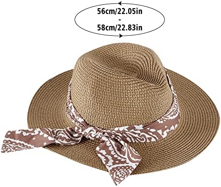 Ženski slamnati šešir na plaži ljetni šeširi za sunce sa širokim obodom za žene Retro slamnati šešir na