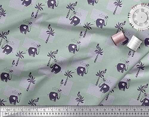 Soimoi pamučni dres tkanina ptica, kokosovo drvo & Elephant Kids Decor tkanina štampana Dvorište širine