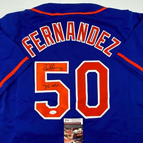 AUTOGREMENO / POTPISAN SID FERNANDEZ 86 WSC New York Blue Baseball Jersey JSA COA