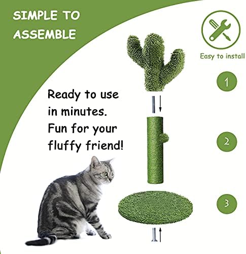 Ikuso mačji stub za grebanje,Cactus mačka grebalica sa interaktivnom Visećom loptom & prirodni Sisal užad,