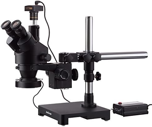 AmScope 3.5 X-45X Crni Trinokularni Stereo Zoom mikroskop na postolju sa jednom rukom sa 80-LED prstenastim