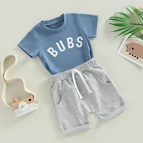 TODDLER Baby Boy Bubs Ljetna odjeća Majica kratkih rukava i čvrsti kratkih hlača Outfit Slatka set odjeće