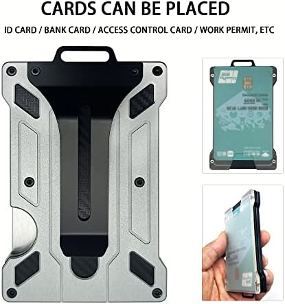 famstopro Slim aluminija Metal Money Clip novčanik sa 1 jasno prozor ID držač značke, RFID Blokiranje, drži 15 kartice sa Cash Clip. Ultra tanak minimalistički novčanik za muškarce