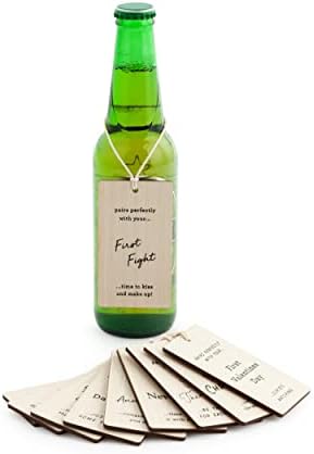Demdaco prekretnice prve godine Woodgrain 3,5 x 2 šperploča boca vina Tags Set od 10