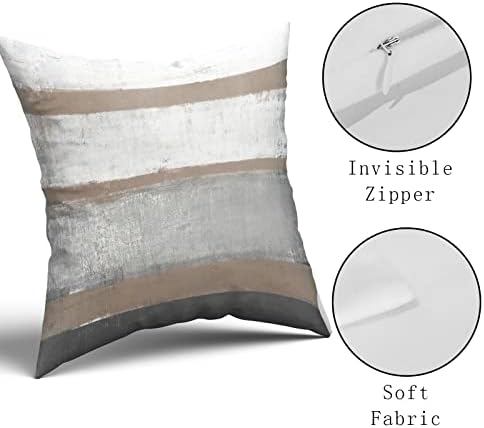 Smeđi jastuk pokriva 18x18 set od 2 svijetlo smeđe sive sive moderne apstraktne umjetničke pruge jastuci