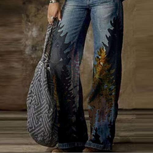Jean pantalone za žene Plus Ženska Moda udobne štampane ravne farmerke Casual pantalone pantalone za žene