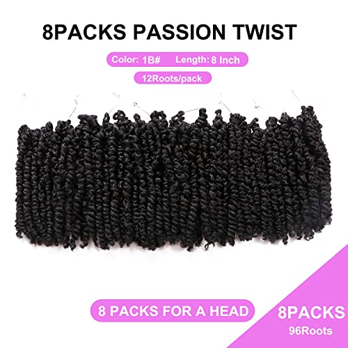 8 paketa unaprijed uvrnuta strast Twist Heklana kosa 8 inča Pretpretvrđena proljeće Twist Heklana kosa za