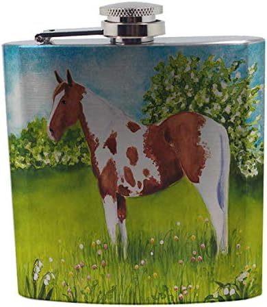 Sunshine Cases Sorrel Pinto u Spring Landscape Horse Art by Denise Every Stainless Steel Liquor Pocket Hip