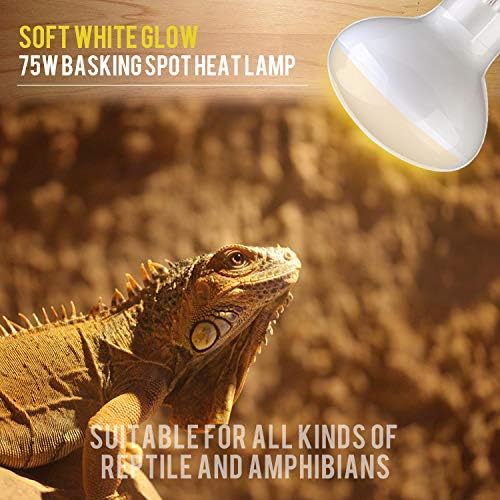 Oštećenje 75W Sunčano sjaj Basking Spot Lampa Uva Glass Reptile Toplotna žarulja Sijalica meko bijelo svjetlo za sunčanje za gmizavanje i vodozemce - 2 pakovanja